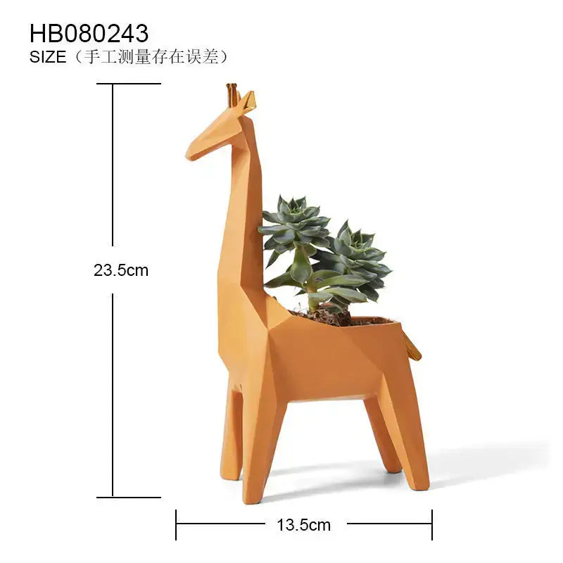 Gray Orange Giraffe Planter