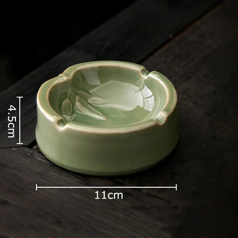 Green Ceramic Geometric Ashtray