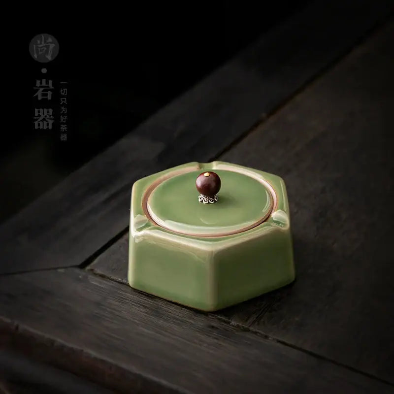 Green Ceramic Geometric Ashtray