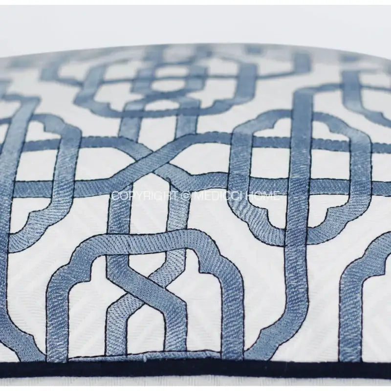 Indigo White Embroidered Pillow