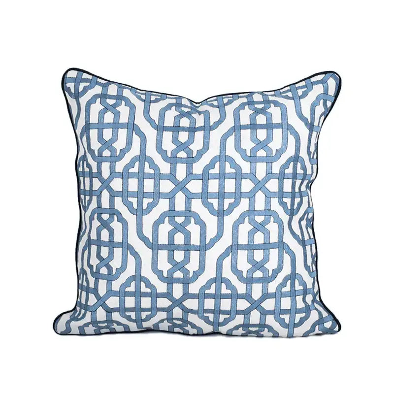 Indigo White Embroidered Pillow