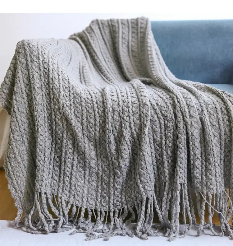 Mustard Geometric Knit Throw
