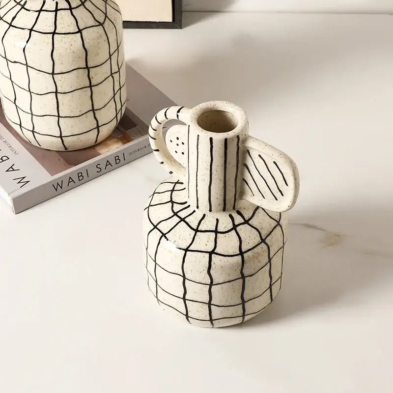 Cream Black Ceramic Vase