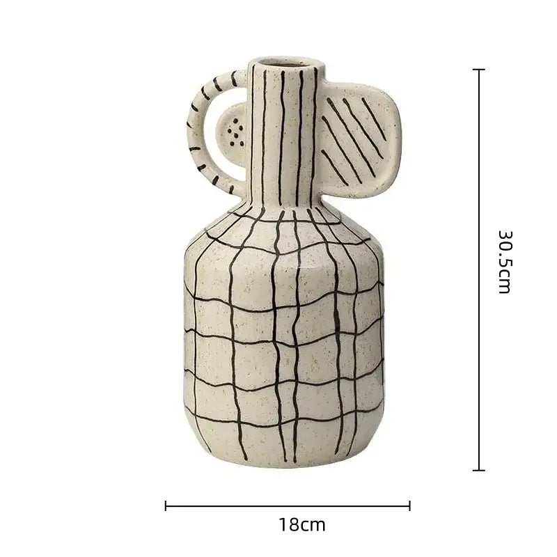 Cream Black Ceramic Vase