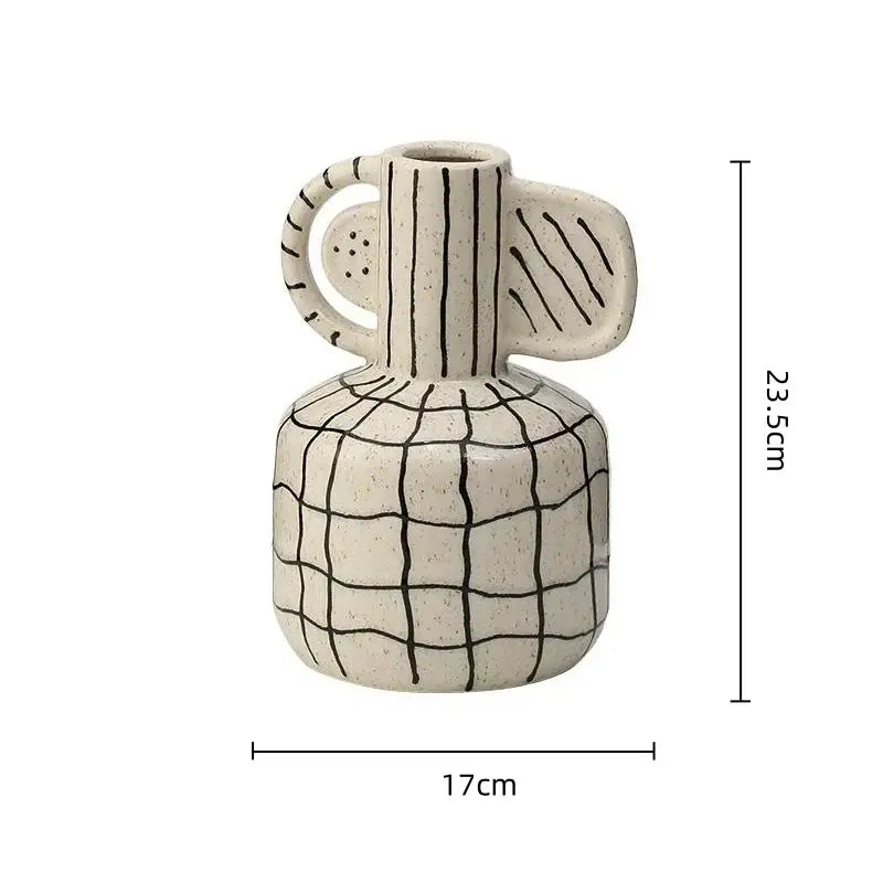 Cream Black Ceramic Vase