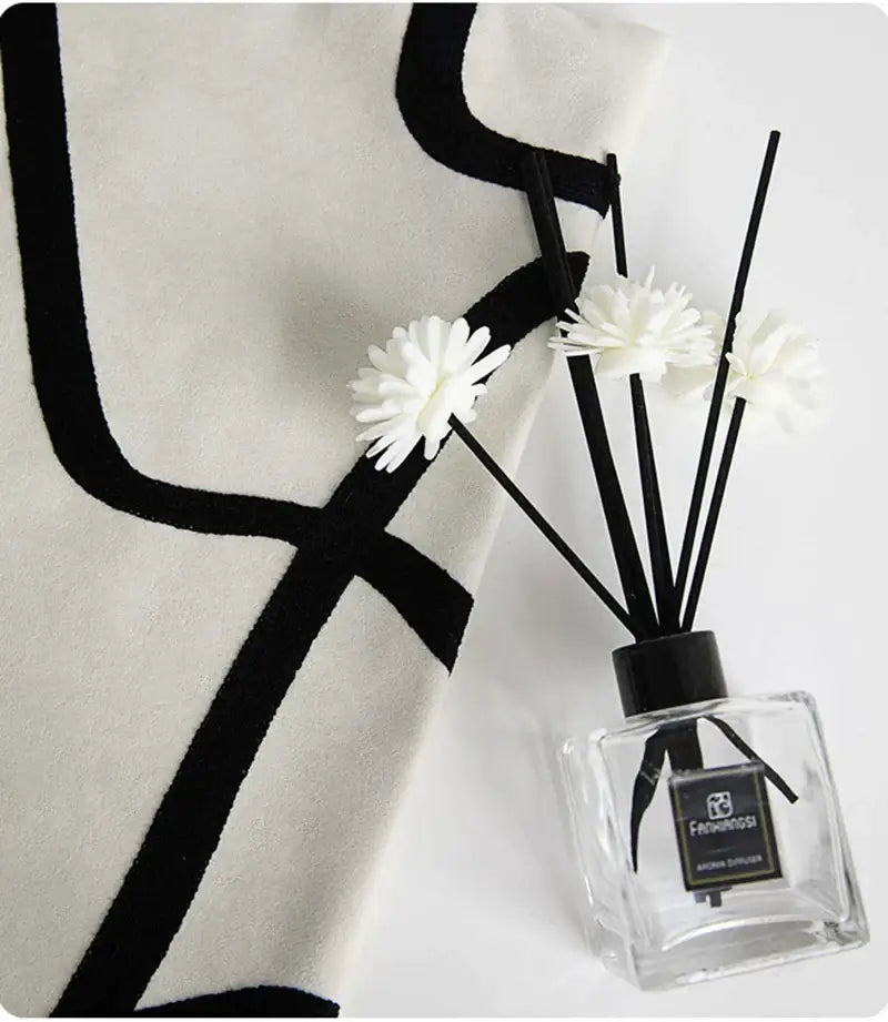 Black White Embroidered Pillow