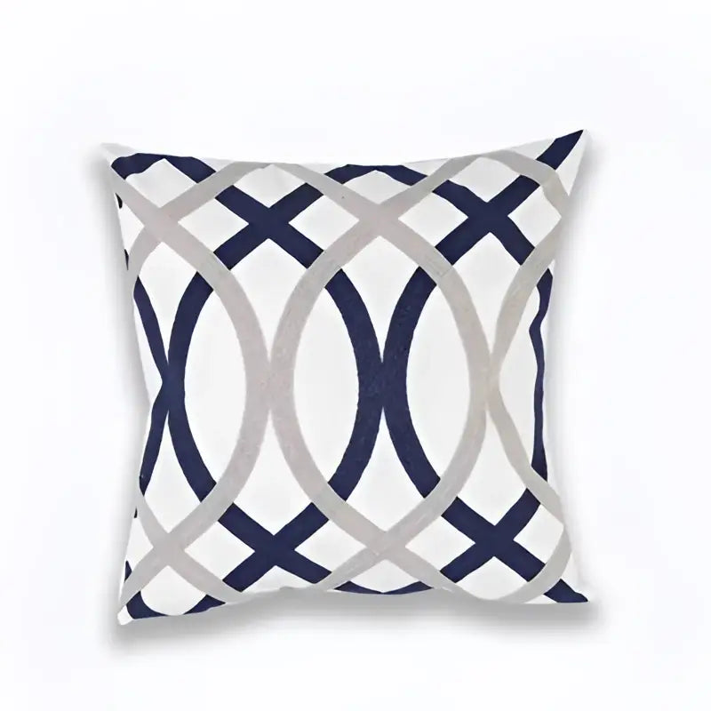 Navy Gray Geometric Cushion