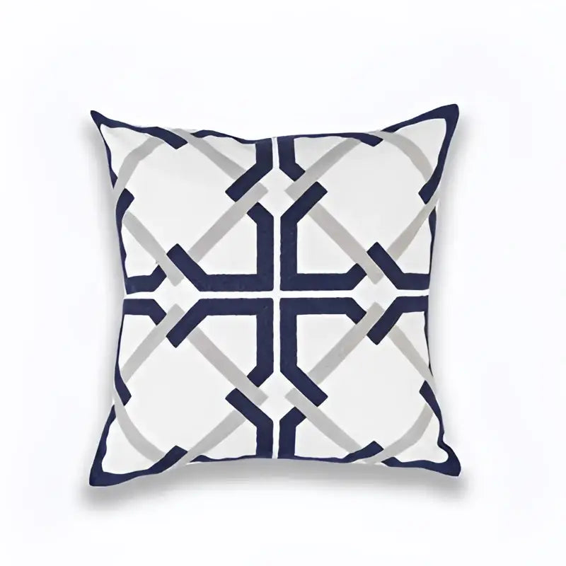 Navy Gray Geometric Cushion