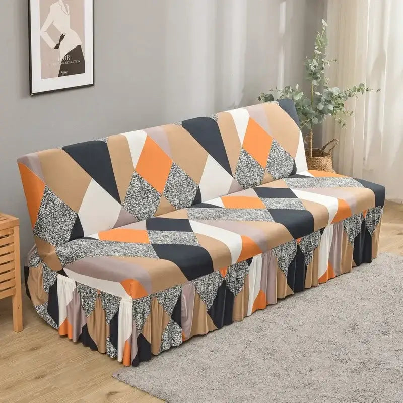 Orange Black Futon Sofa Cover