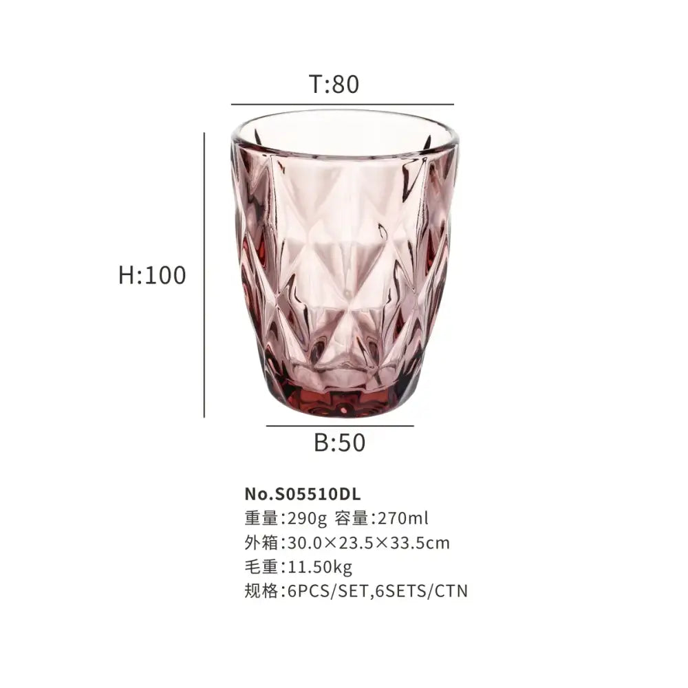 Pink Faceted Water Glass