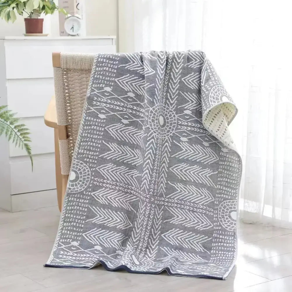 Pink Gray Cotton Bath Towel