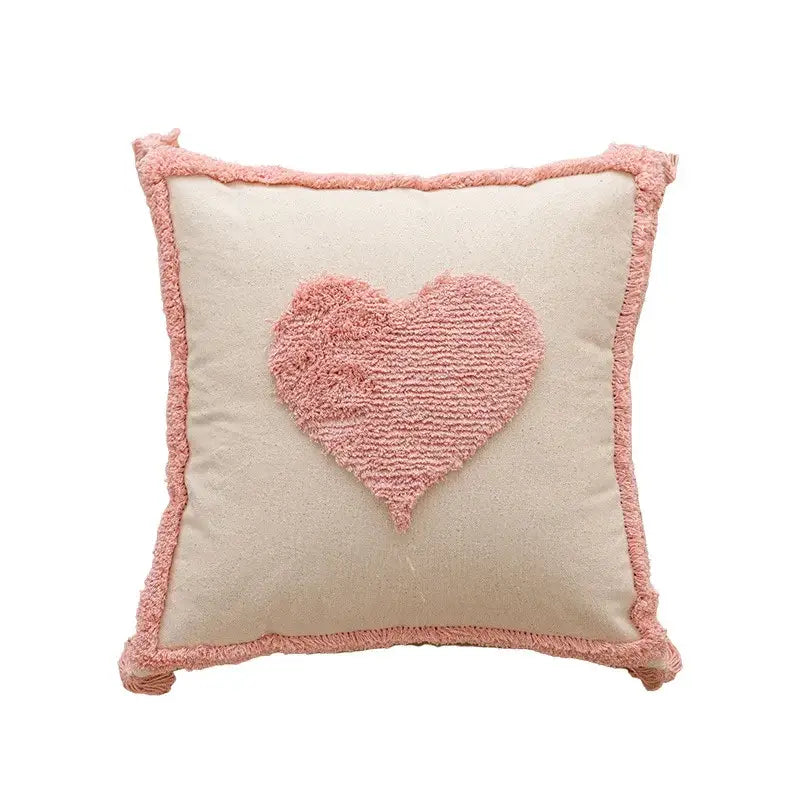 Pink White Embroidered Pillow