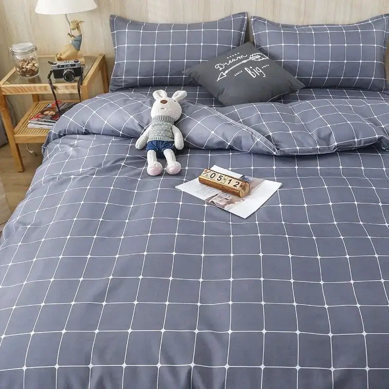 Pink White Gingham Quilt Set