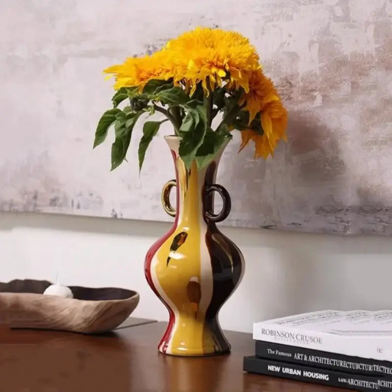 Red Ceramic Horse Vase