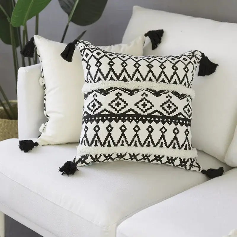 Black White Moroccan Cushion Cover