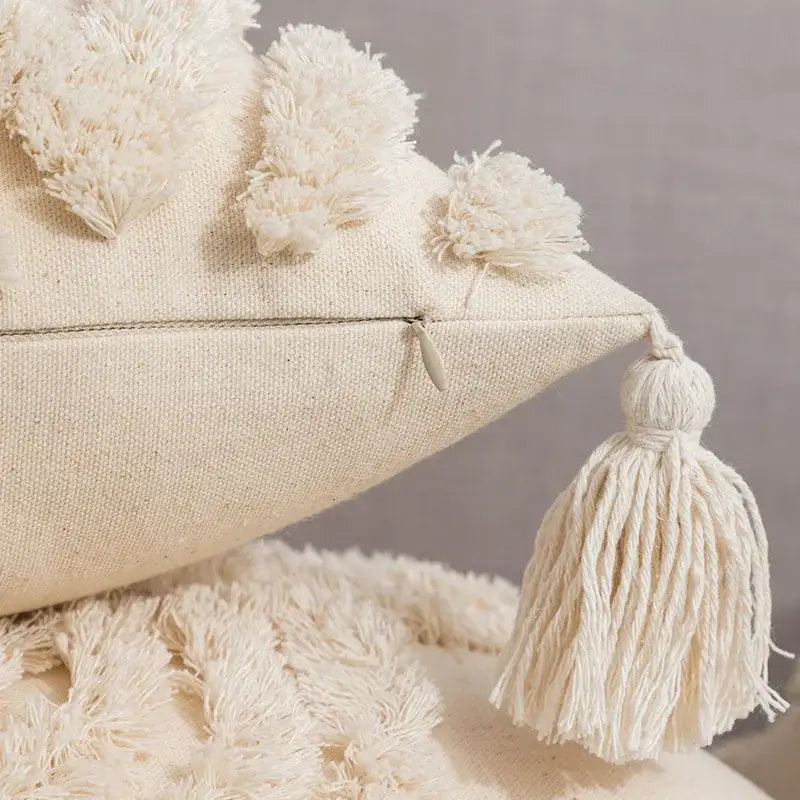 Cream Fringed Cushion Cover