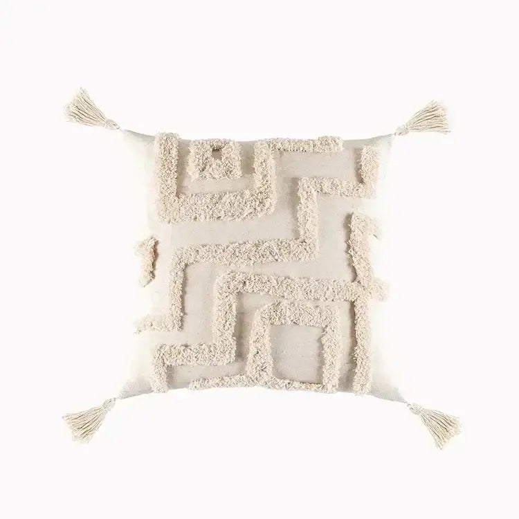 Beige Gray Geometric Cushion