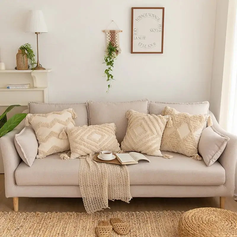 Beige Cotton Linen Pillowcase