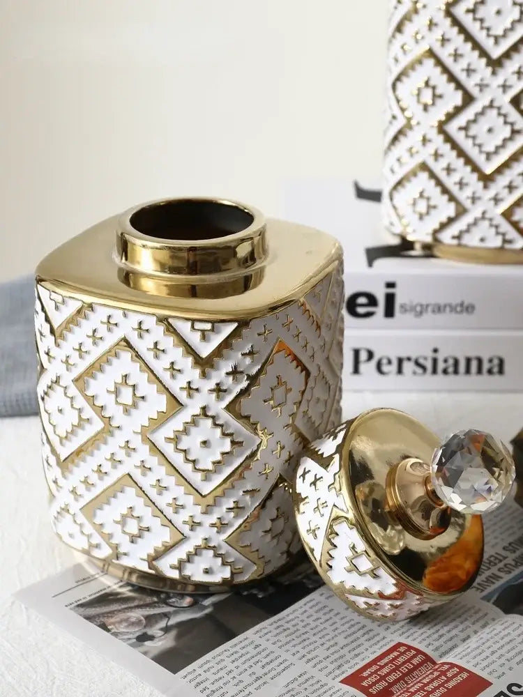 White Gold Relief Jar