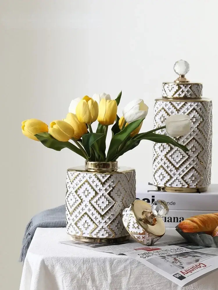 White Gold Relief Jar