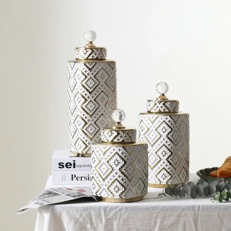 White Gold Relief Jar