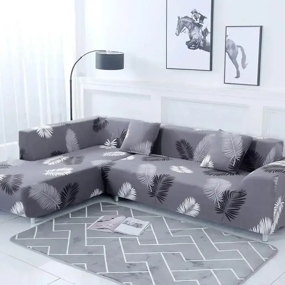 Yellow Gray Stretch Sofa Cover