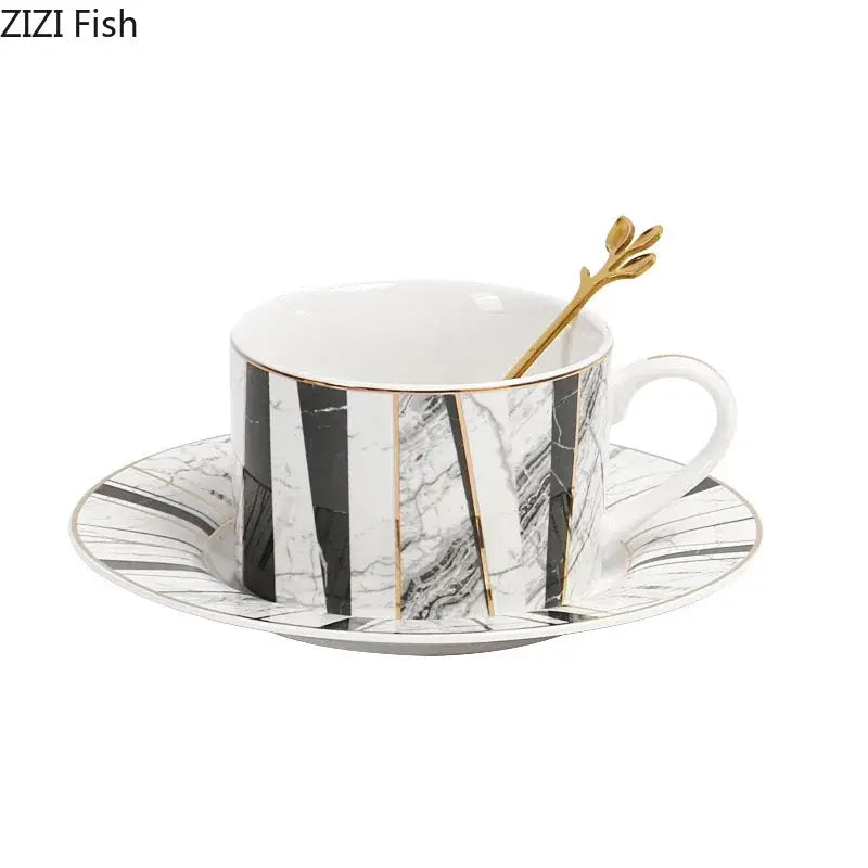Gilded Marble Ceramic Set