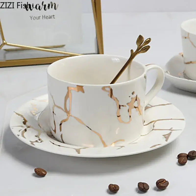 Gilded Marble Ceramic Set