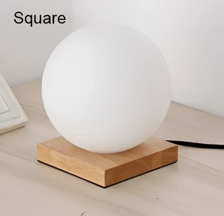 Glass Ball Wooden Table Lamp