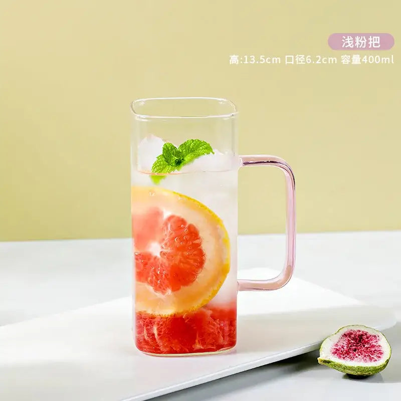 Pink Glass Handle Mug