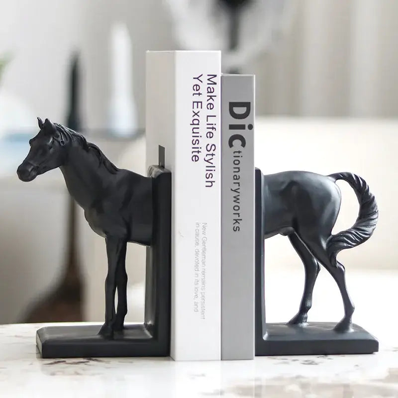 Black Stallion Resin Bookends