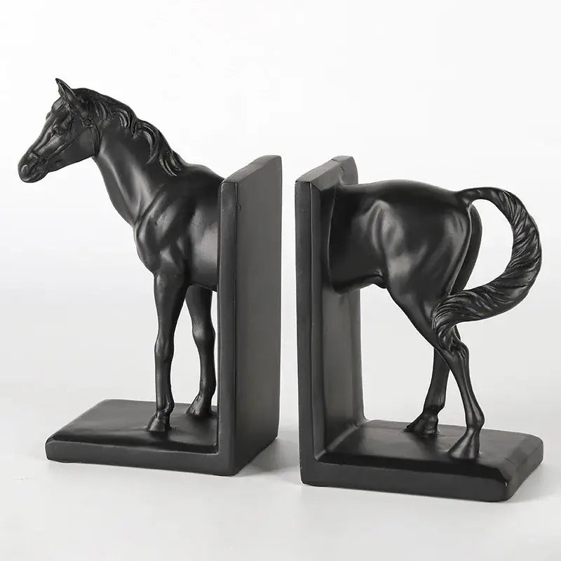 Black Stallion Resin Bookends
