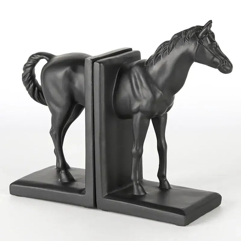 Black Stallion Resin Bookends