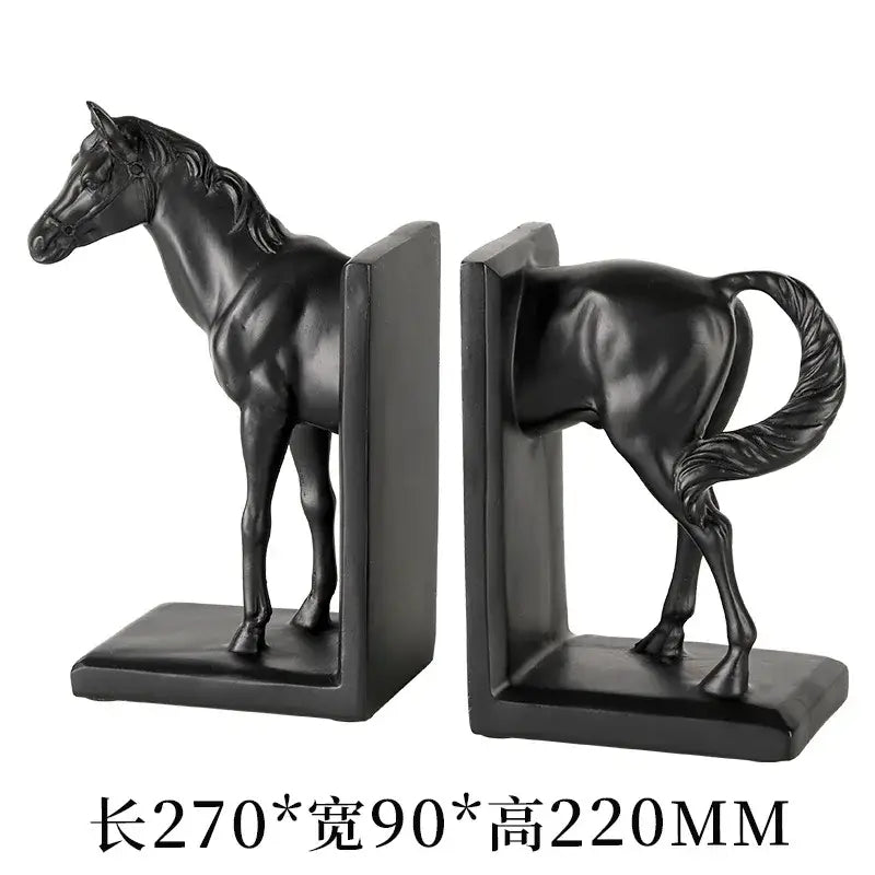 Black Stallion Resin Bookends