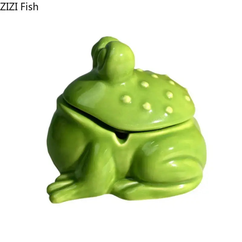 Green Frog Ceramic Ashtray
