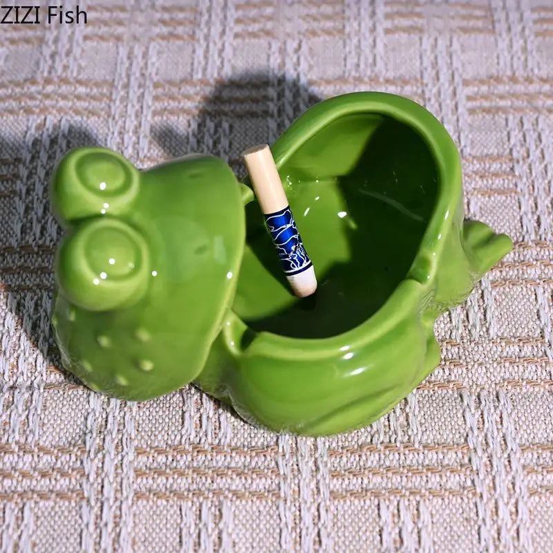 Green Frog Ceramic Ashtray