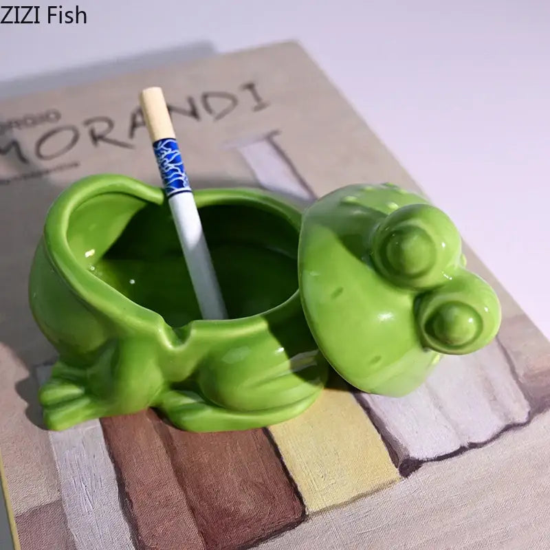 Green Frog Ceramic Ashtray
