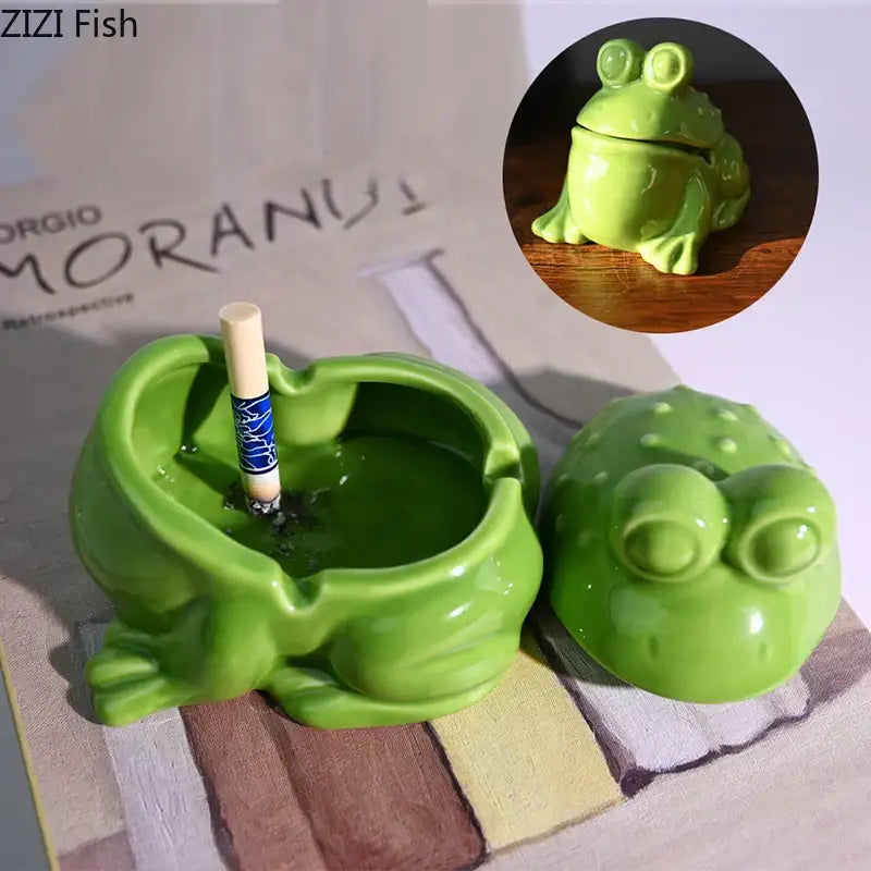 Green Frog Ceramic Ashtray