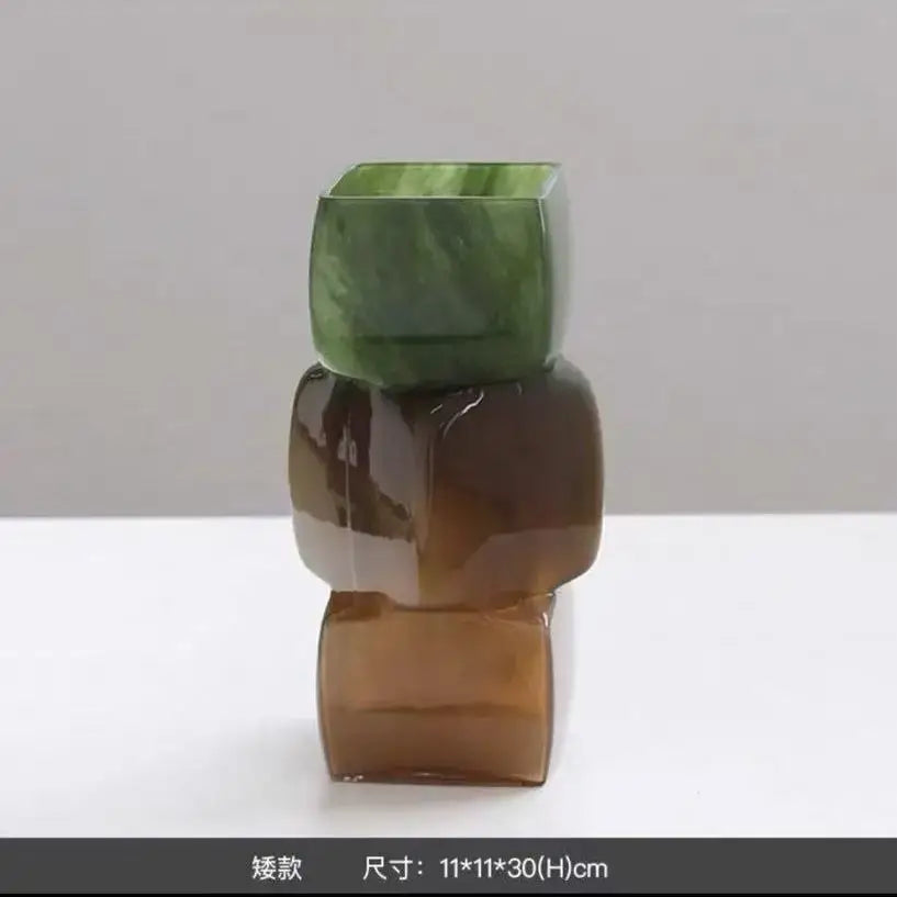 Geometric Glass Square Vase