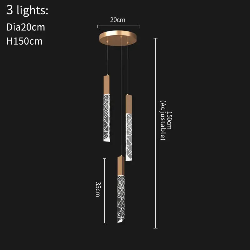 Gold Crystal 40-Light Living Room Staircase Chandelier