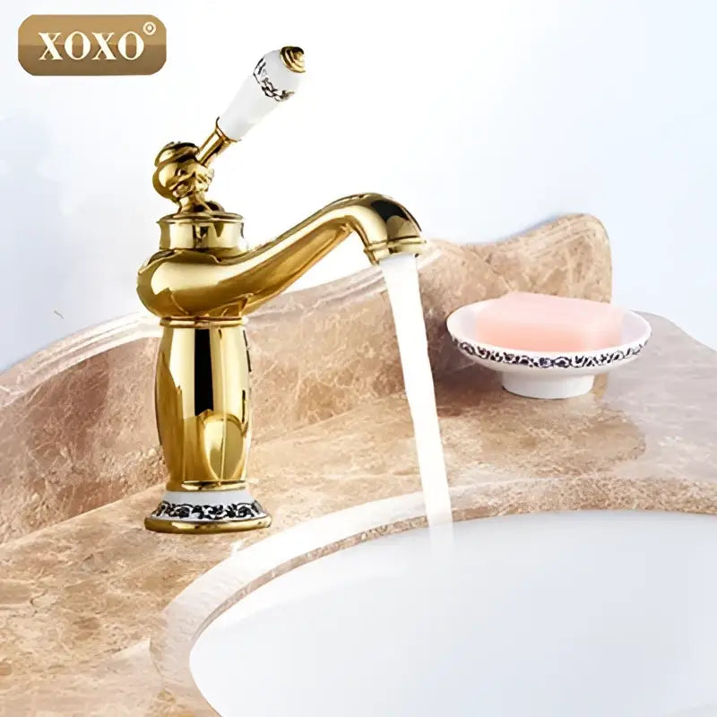 Gold Ceramic Basin Faucet