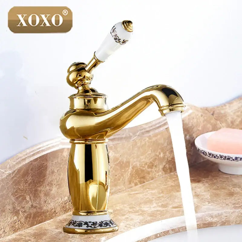 Gold Ceramic Basin Faucet
