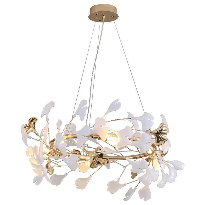 Gold Ginkgo Ceramic Chandelier
