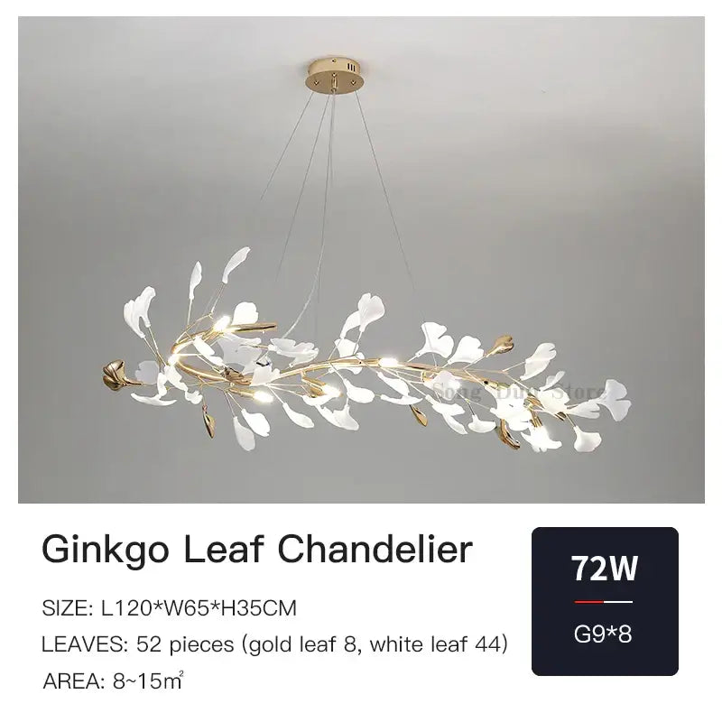 Gold Ginkgo Ceramic Chandelier