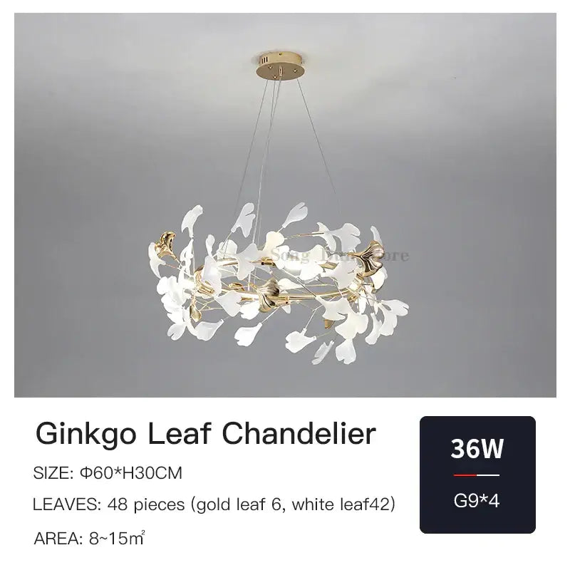 Gold Ginkgo Ceramic Chandelier