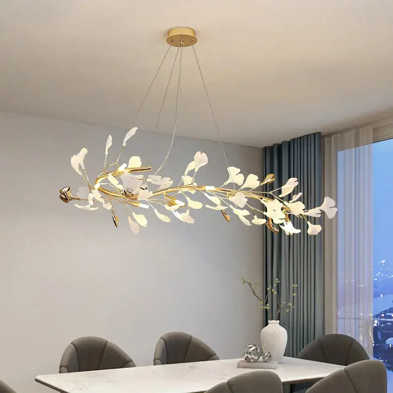 Gold Ginkgo Ceramic Chandelier