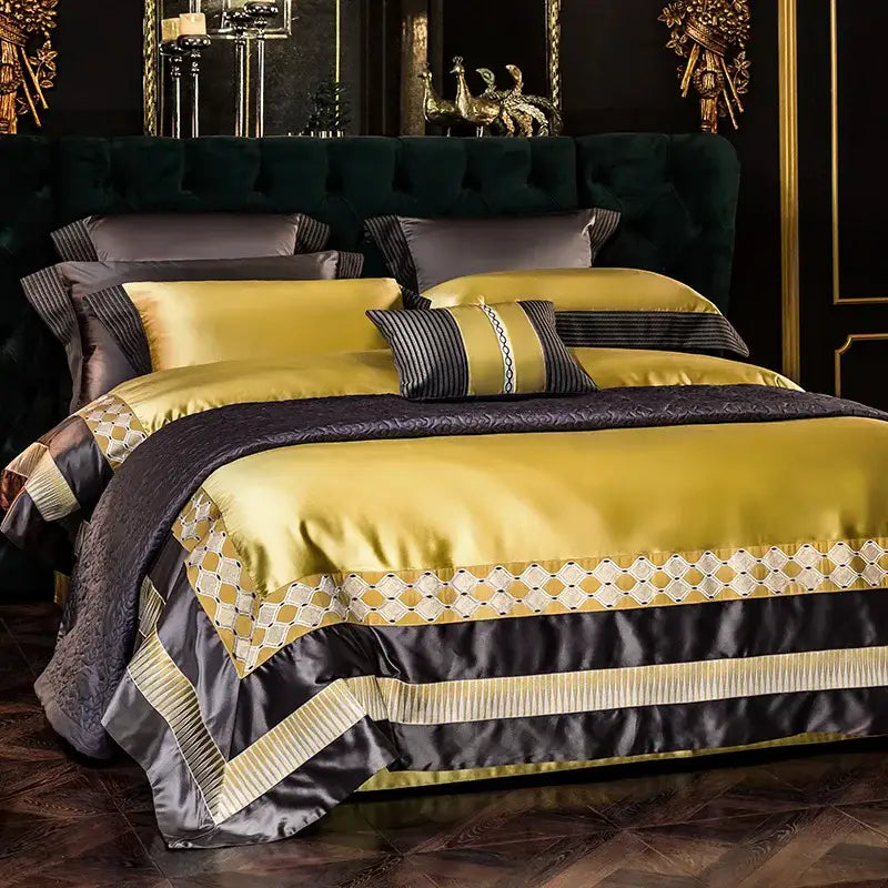 Gold Black Cotton Bedding