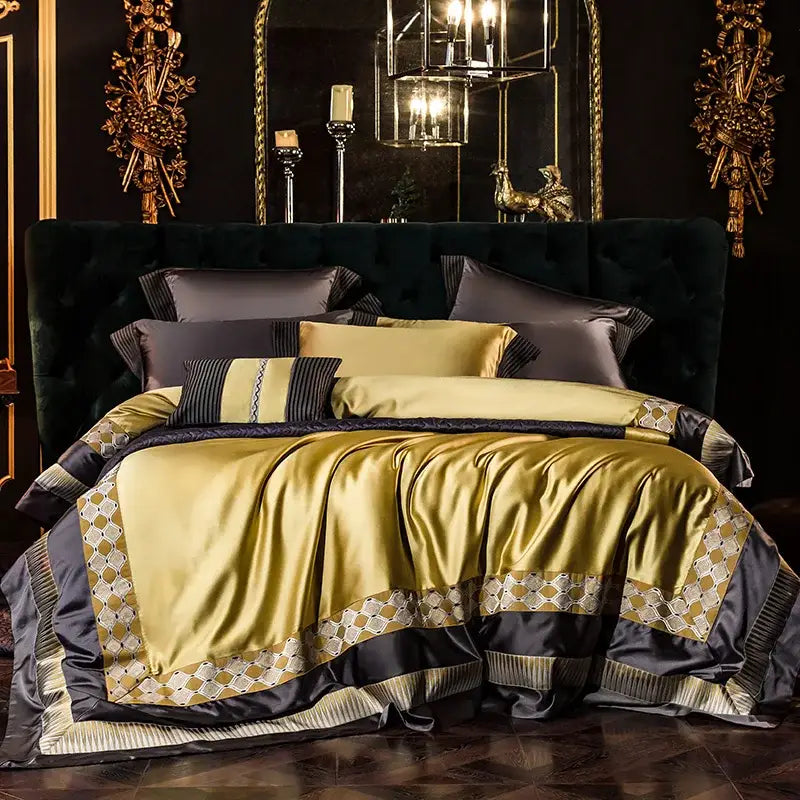 Gold Black Cotton Bedding