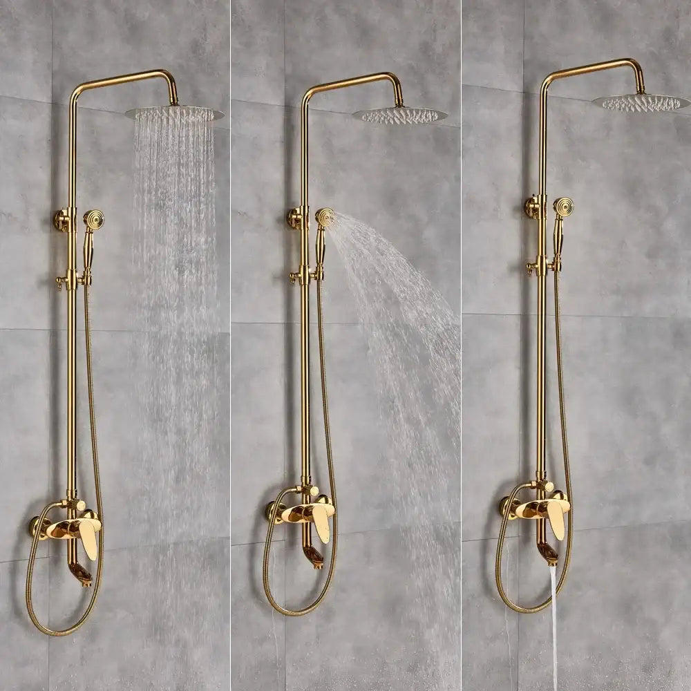 Brass Rainfall Shower Dual Handle Bathroom Set
