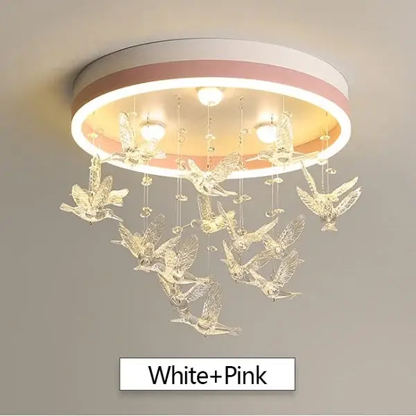 Gold Crystal Ceiling Lamp Butterfly Accents